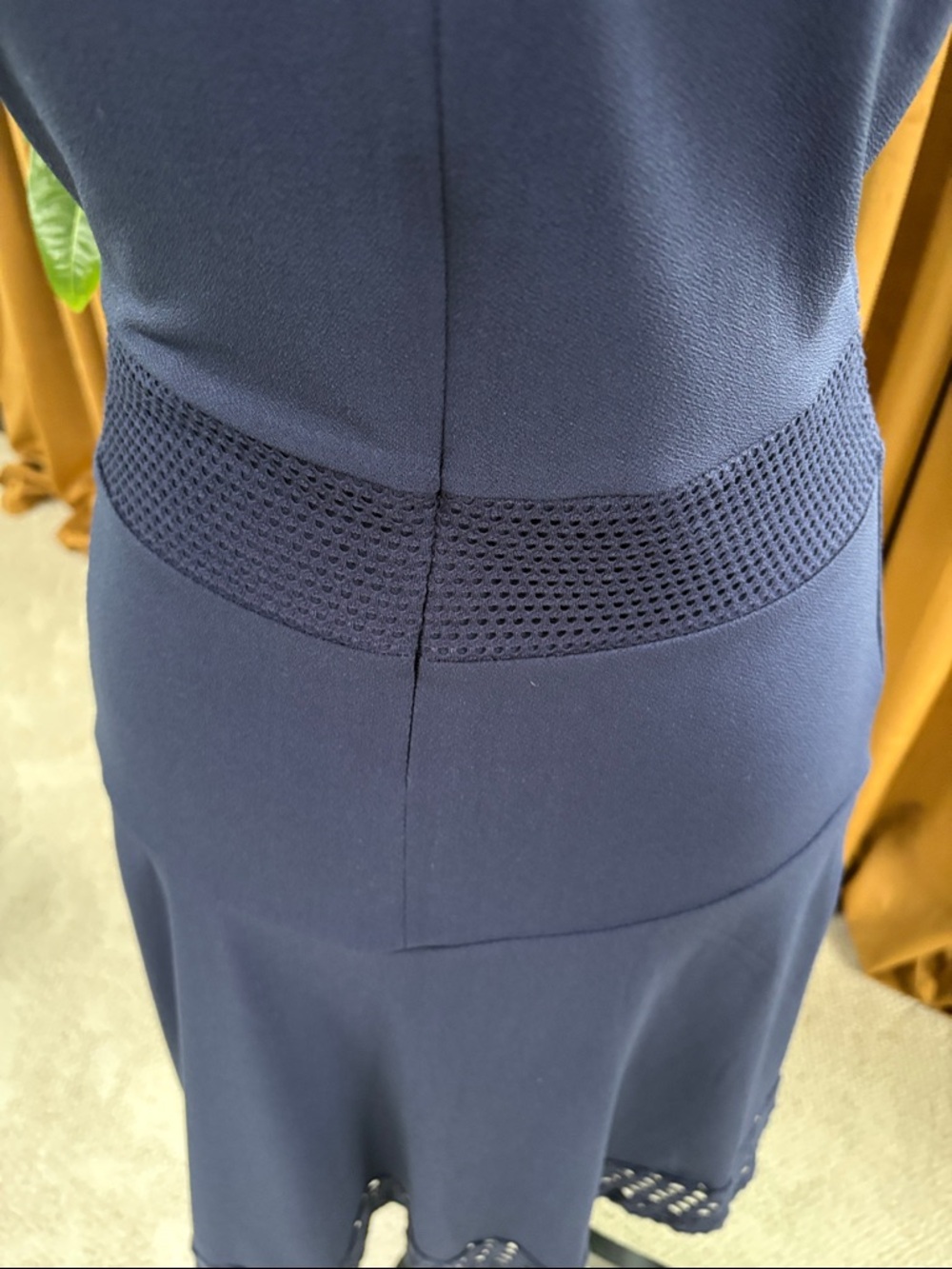 MICHAEL Michael Kors Navy Blue Eyelet-Detail Midi Dress - Picture 6 of 7